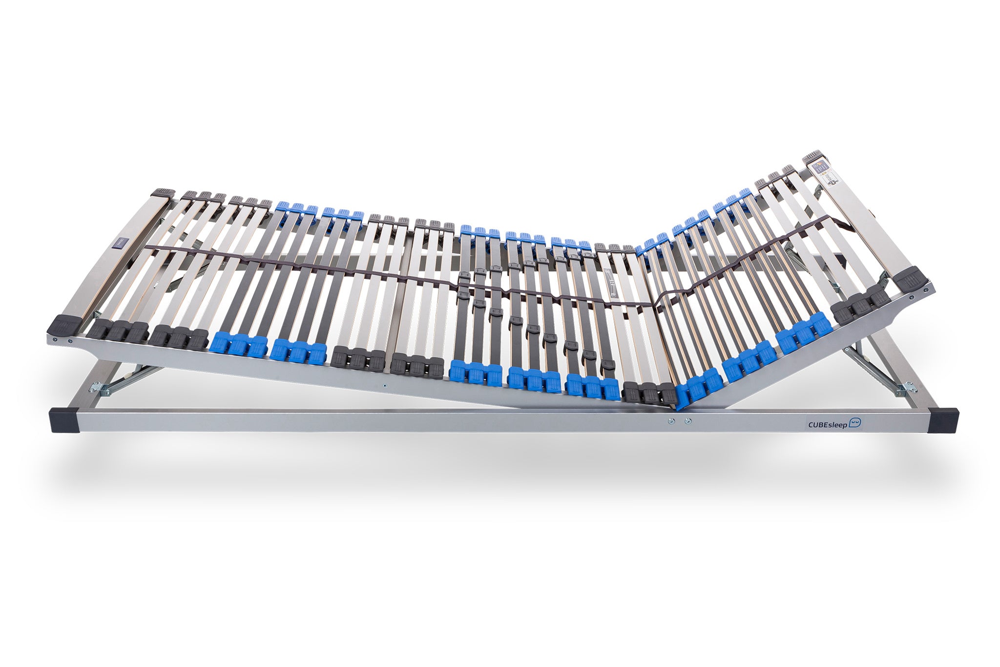 CUBEsleep Lattenrost PURE mit hochgestelltem Kopf- und Fußteil seitliche Ansicht
