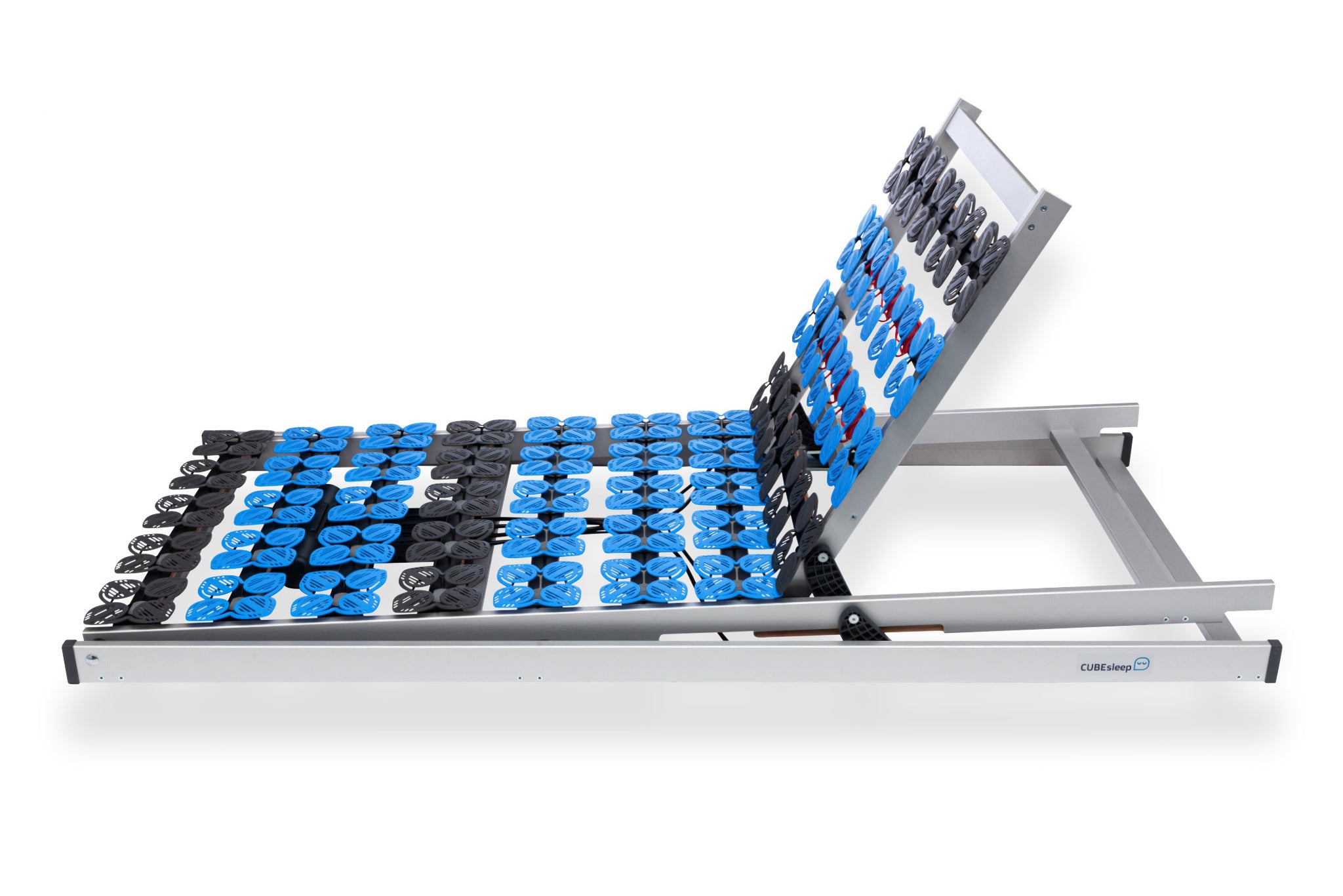 CUBEsleep elektrischer Lattenrost CLOUD Anti Reflux mit verstellbarer Liegefläche und verstellbarem Rückenteil seitliche Ansicht 
